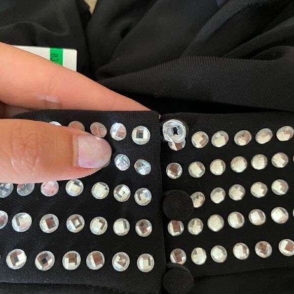 Eliza J Bead Detail Long Sleeve Sheath Dress In Black size 10 NWOT - Picture 8 of 13